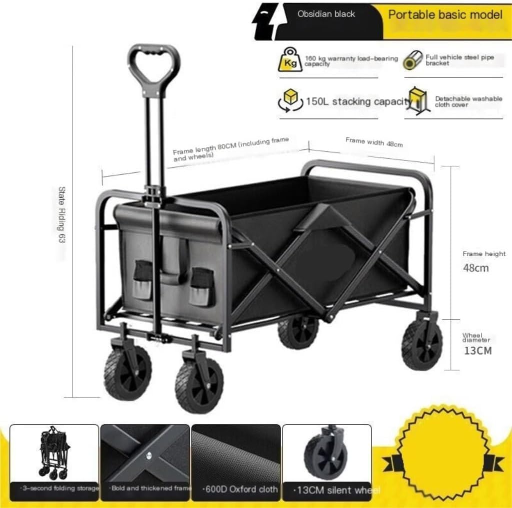 Portable Folding Beach Trolley Cart for Camping and Picnics Reclining Outdoor Cart with Camper Car Attachment White