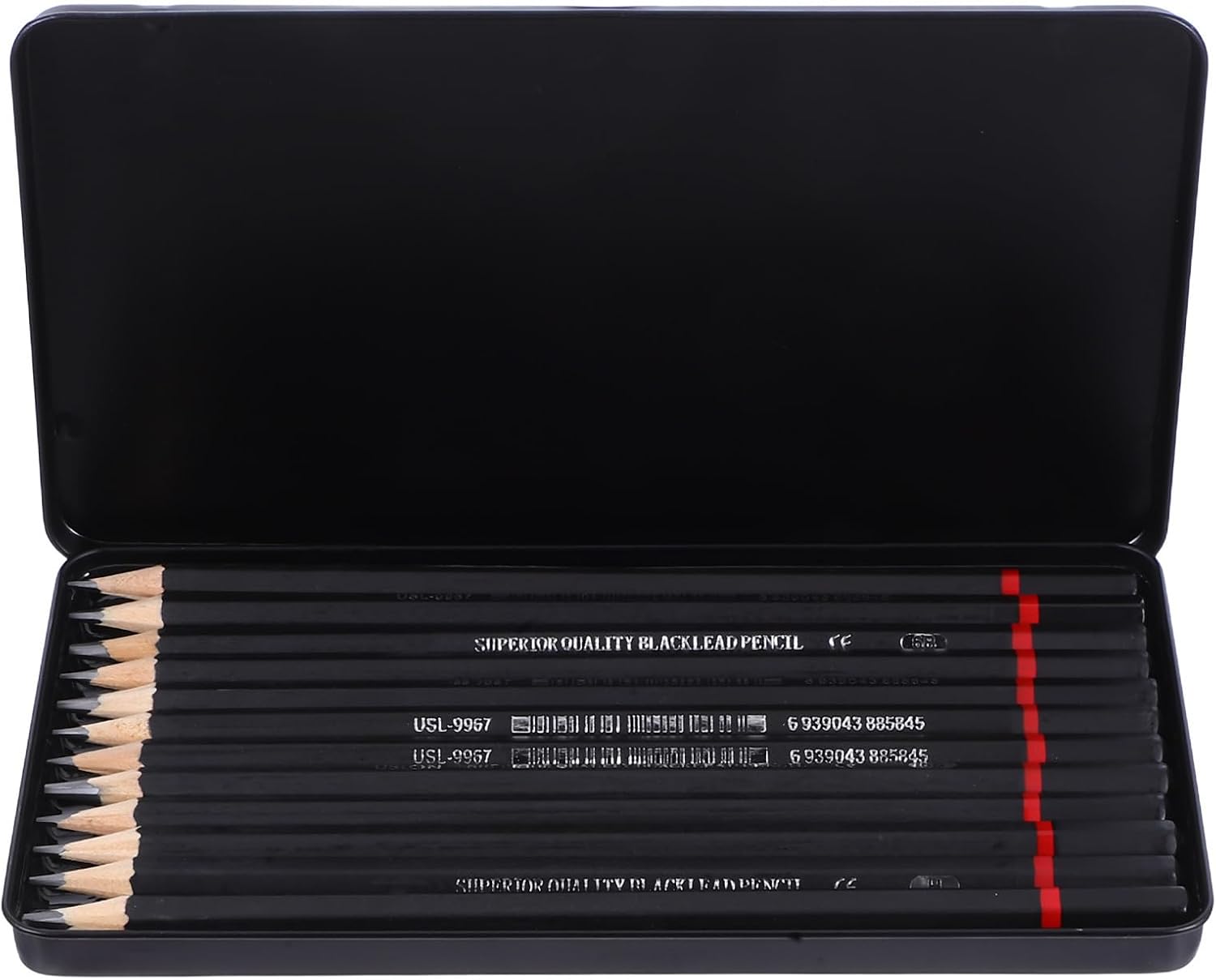 WOONEKY 12pcs Drawing Pencil Set for Sketching and Shading, Smooth Drawing Experience with Wood and Iron Material, Compact and Lightweight Case for Outdoor Sketching Adventures, Suitable