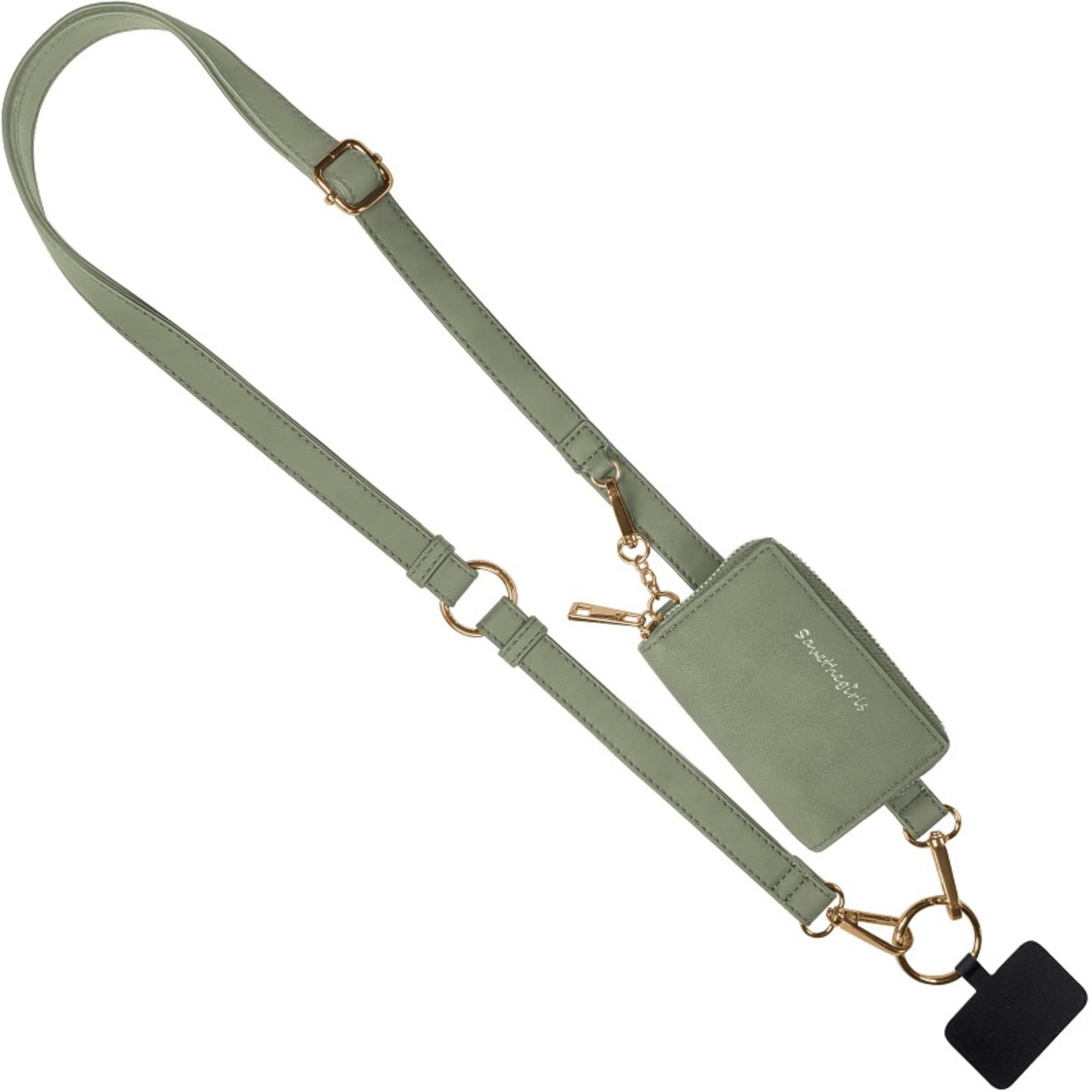 Save the Girls Clip and Go Brushed Vegan Phone Lanyard - Crossbody Phone Case with Pouch, Adjustable and Removable Strap