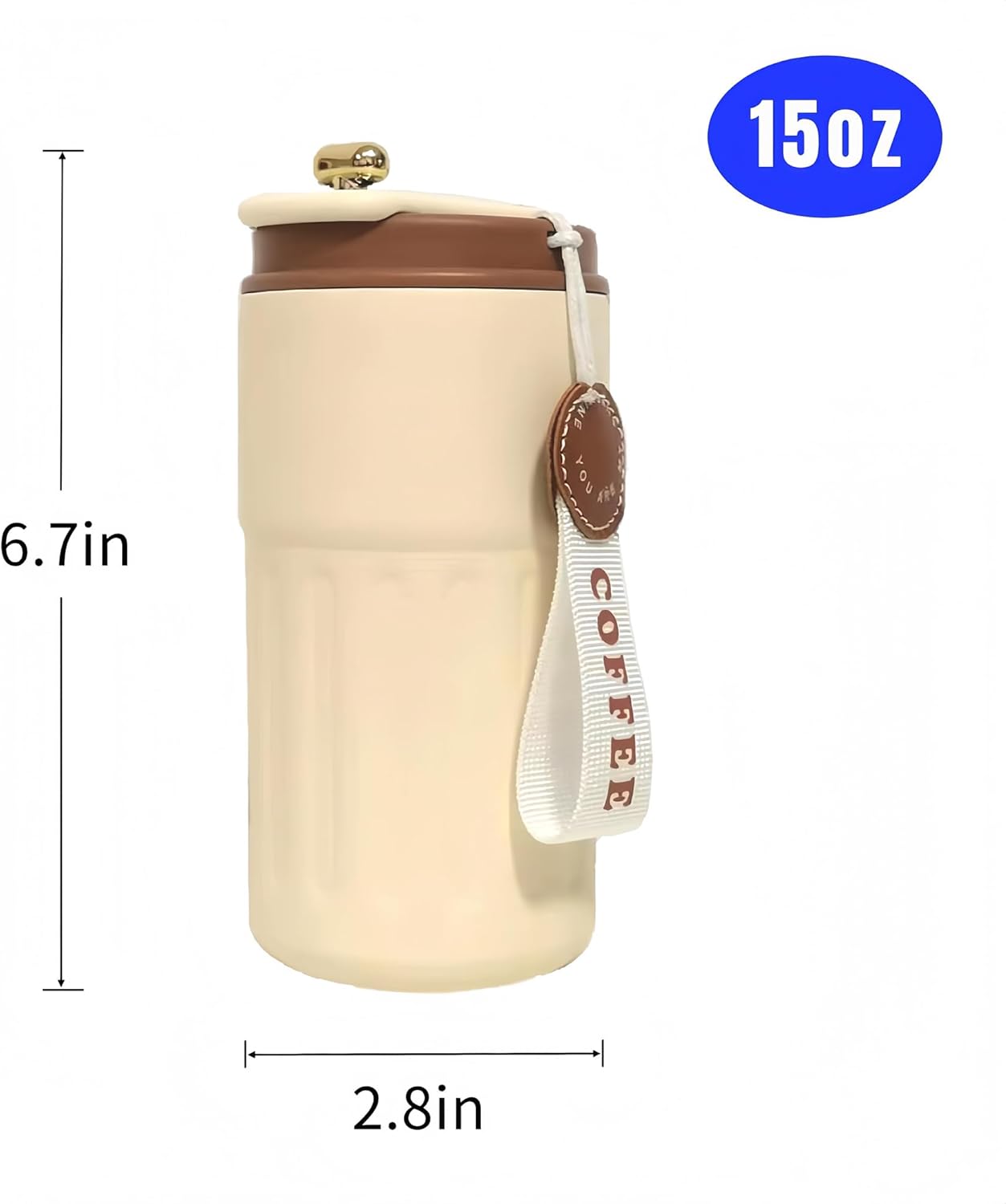 Coffee Cup with Temperature Display Thermal Mug, Leak-proof Lid Stainless Steel Reusable Insulated Vacuum Mug Coffee 450ML - Image 3