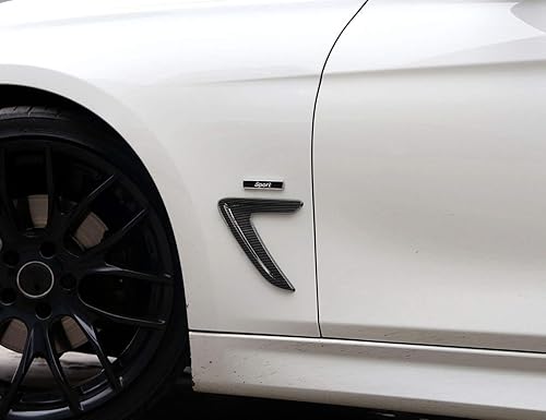 Miniatura 3 de YIWANG Estilo de fibra de carbono ABS Shark Gills Side Fender Vent Mesh Decoración 3D Pegatinas 2 unids para BMW F30 F35 316I 320I 328I 330I 335I