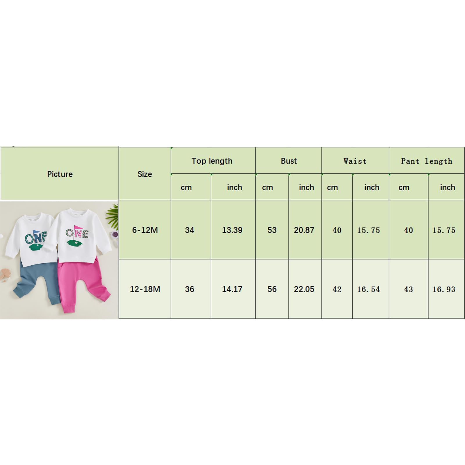 Conjunto de sudadera de golf para primer cumpleaños para bebé niño y niña, conjunto de 2 piezas de ropa de otoño