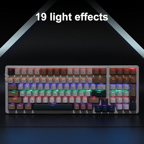 Miniatura 4 de Teclado mecánico inalámbrico, triple modo 2.4GUSB-CBT teclados para juegos de 100 teclas retroiluminación RGB, interruptor marrón recargable Combo