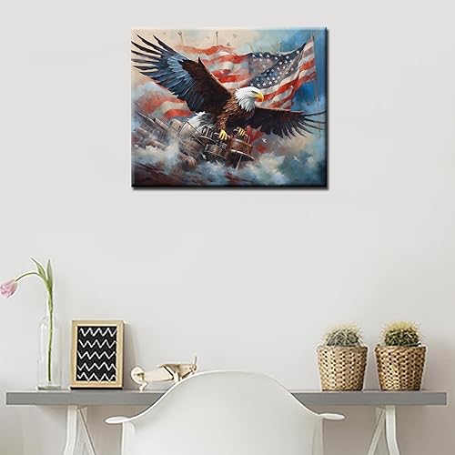 Miniatura 3 de Tucocoo Kits de pintura patriótica de estrellas por números para adultos, pintura de águila por números para adultos, kits de pintura al óleo para