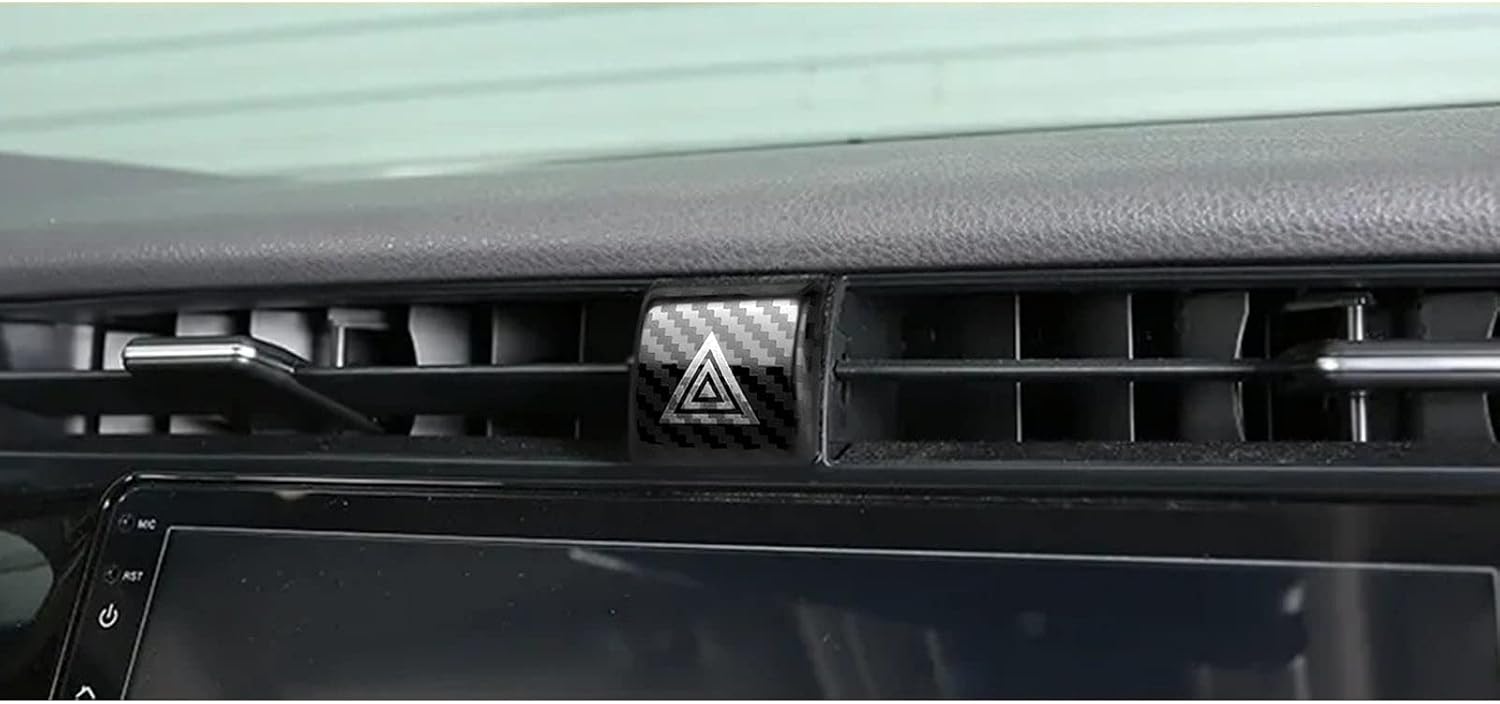 x xotic tech Interior Emergency Light Switch Cover Trim, Carbon Fiber Pattern Stainless, Compatible with Toyota Camry 2018-2020