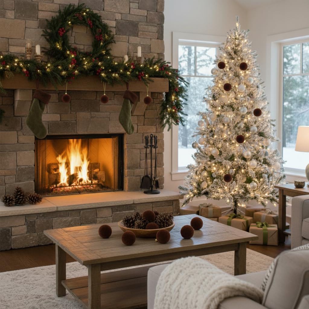 16 pcs red velvet christmas balls, 3.15 inch velvet ornaments for christmas tree, flocked ornaments balls for wreath garland - brown