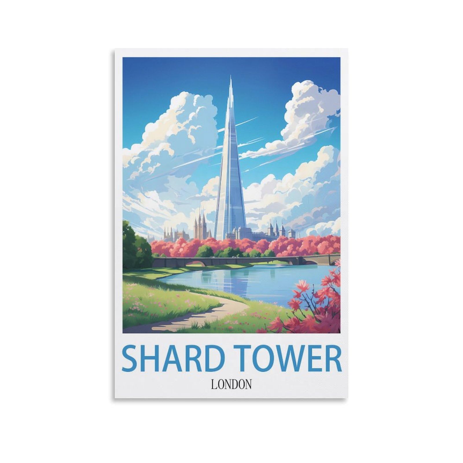 Ceyhno Unframe-Style Shard Tower London Vintage Travel Posters 08X12inch(20X30cm) Canvas Art Poster And Wall Art Picture Print Modern Family Bedroom Decor