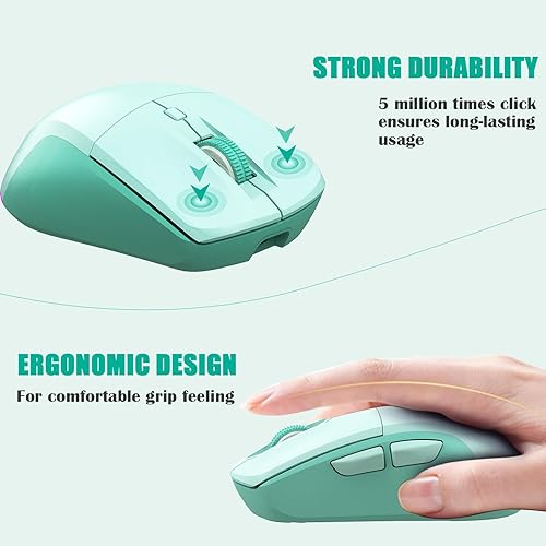 Miniatura 5 de LeadsaiL Ratón inalámbrico Bluetooth recargable, modo dual (Bluetooth + USB de 2.4 G), mouse de computadora con botones laterales, DPI ajustable