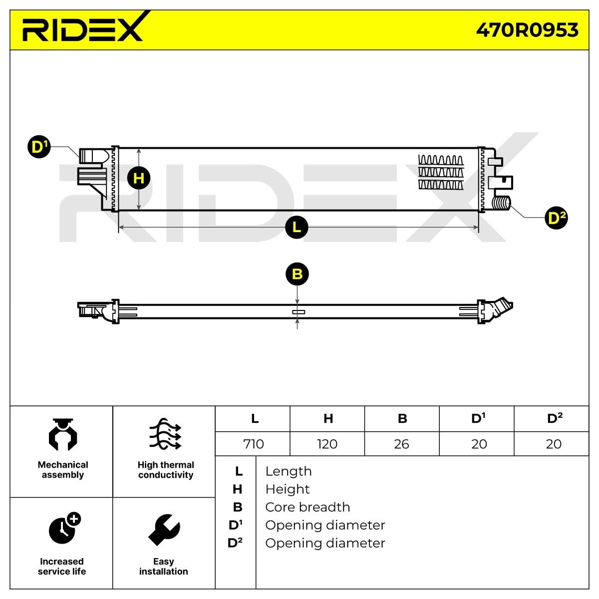 RIDEX 470R0953 Radiateur du moteur RIDEX 470R0953 Radiateur du moteur