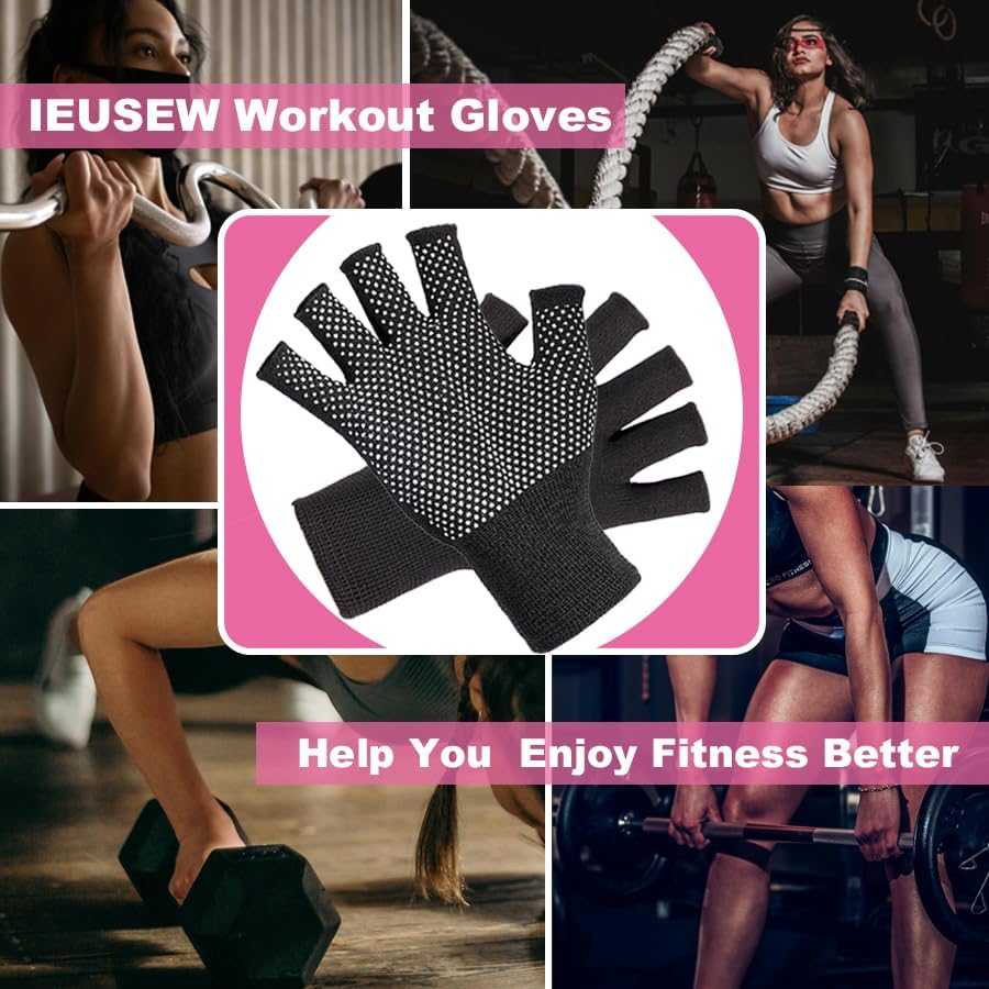 Miniatura 3 de Guantes de levantamiento de pesas para mujer, guantes de entrenamiento suaves y transpirables para yoga, remo y ciclismo, etc. 4 pares.