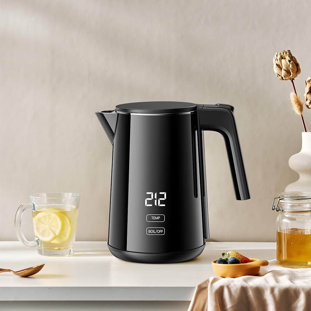 Electric Kettle 1.0L Adjustable Temperature, 1200W Fast Heating, BPA-Free