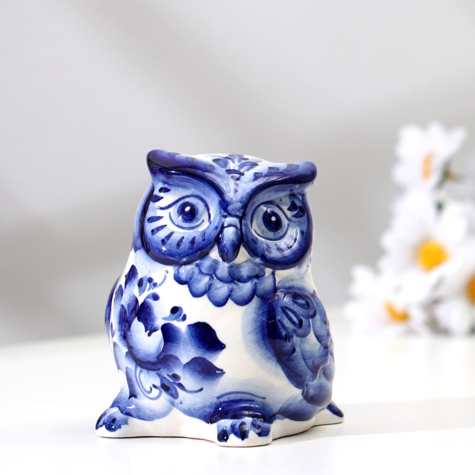 owl様用 Amazon.com: AEVVV Gzhel Hand-Painted Blue and White Ceramic Owl