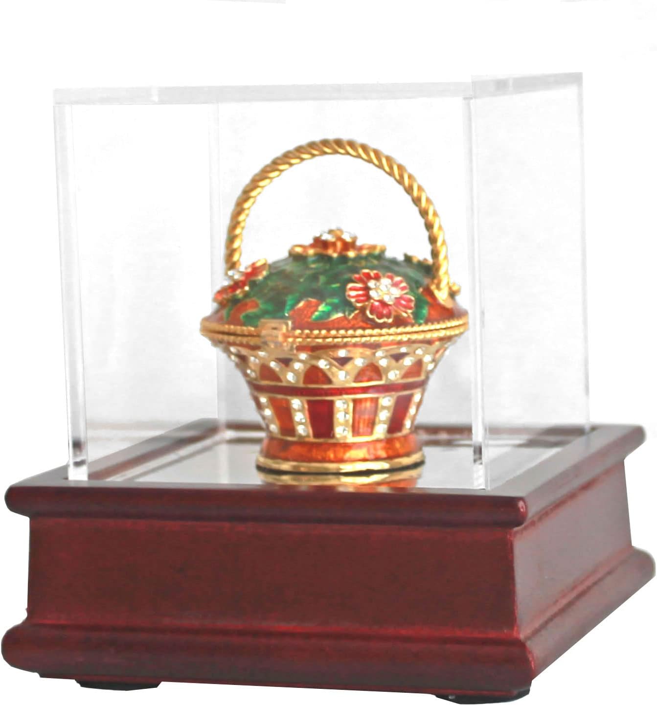 DisplayGifts Golf Ball Display Wooden Stand Case with UV Protect Acrylic Cover GB13 Cherry Stand