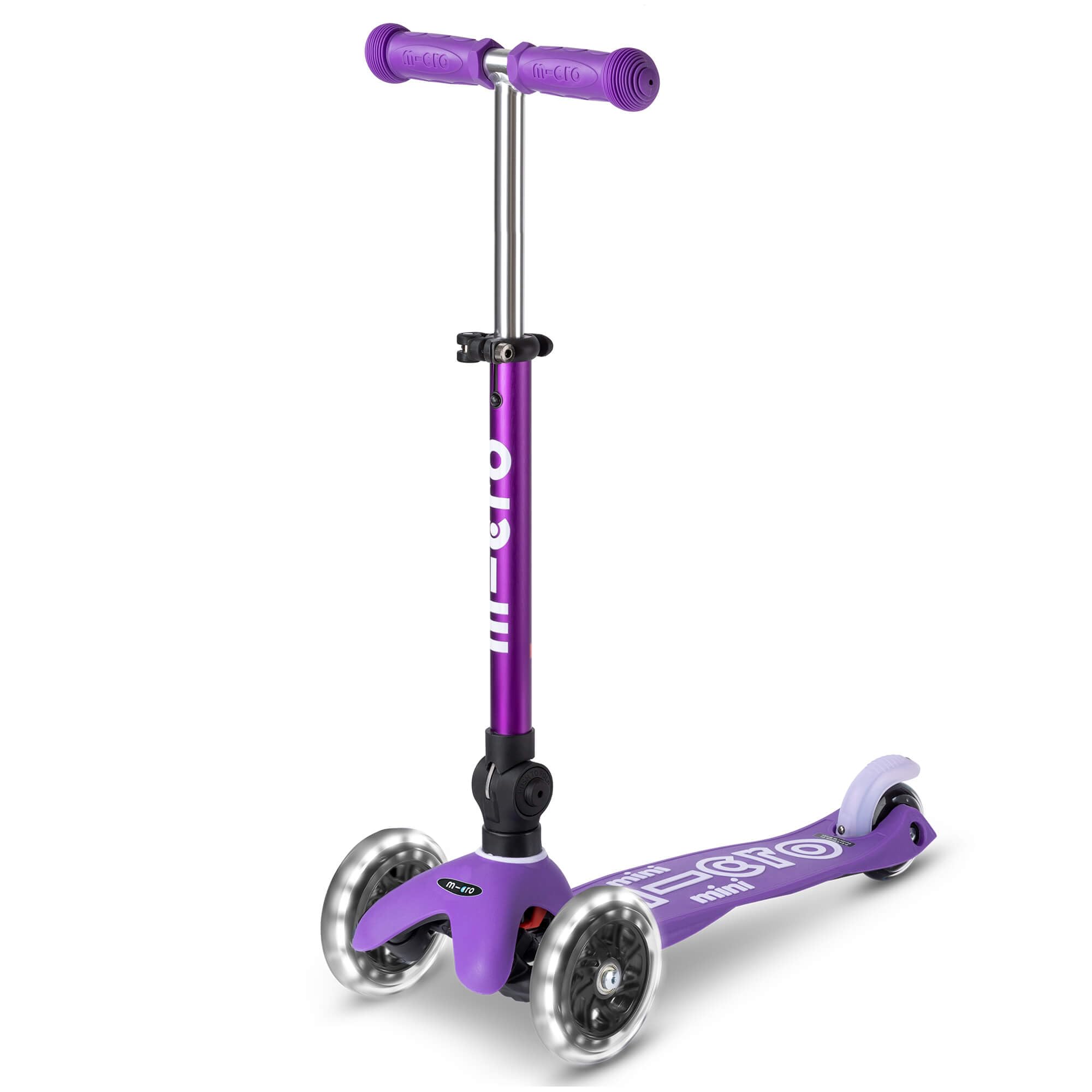 micro kickboard - mini deluxe foldable led scooter, 3-wheeled, lean-to-steer, swiss-designed micro scooter with led light-up wheels, for kids ages 2-5