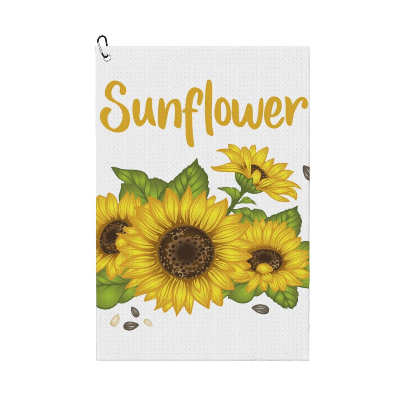 Sunflower, 16x24 in Portable Waffle Golf Towels with Carabiner Clip for Golf Bag