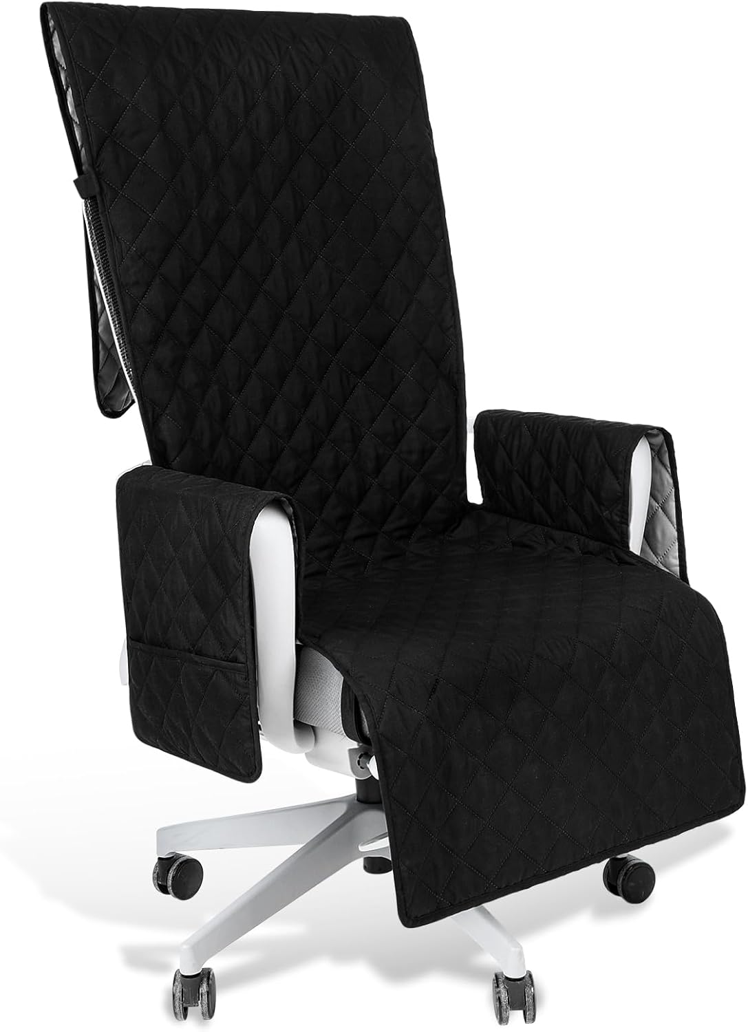 Executive Office Chair Covers with Arms Computer Large Desk Chair Cover Protector Quilted Water Resistant Executive Boss Cover Washable with Non Slip Buckle Universal Office Chairs with Arm Covers