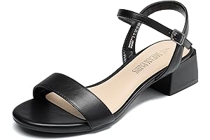 Women's Black Open Toe Ankle Strap Dress Sandals with Low Block Heels