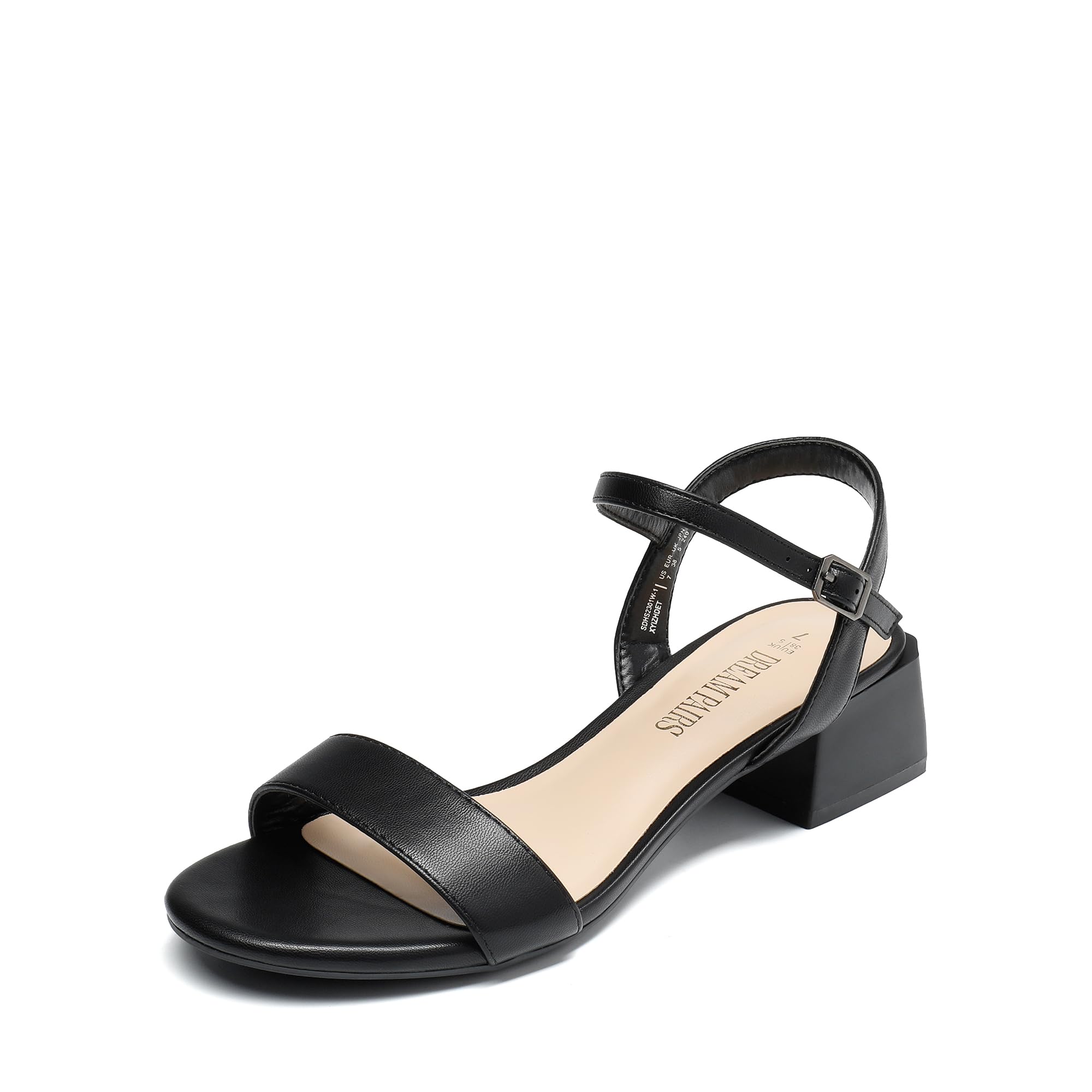 DREAM PAIRS Women's Low Heels for Women Classic Open Toe Ankle Strap Block Chunky Heel Sandals Holiday Party Wedding Dress Pumps Shoes