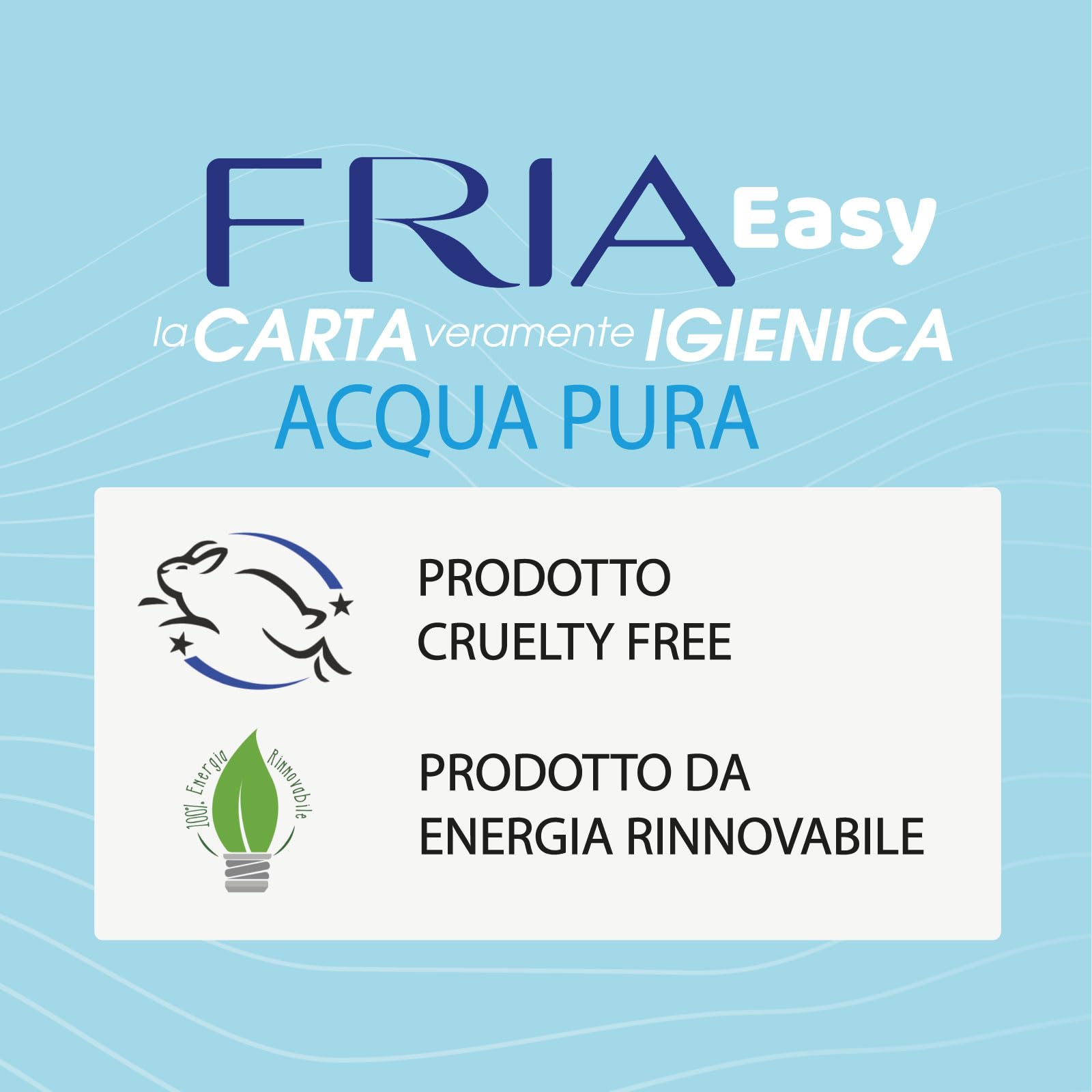 Fria Easy Carta Igienica Umidificata con Acqua Pura ad Effetto Calmante, Tessuto Gettabile nel WC, Dermatologicamente Testate, Confezione da 50 Salviette