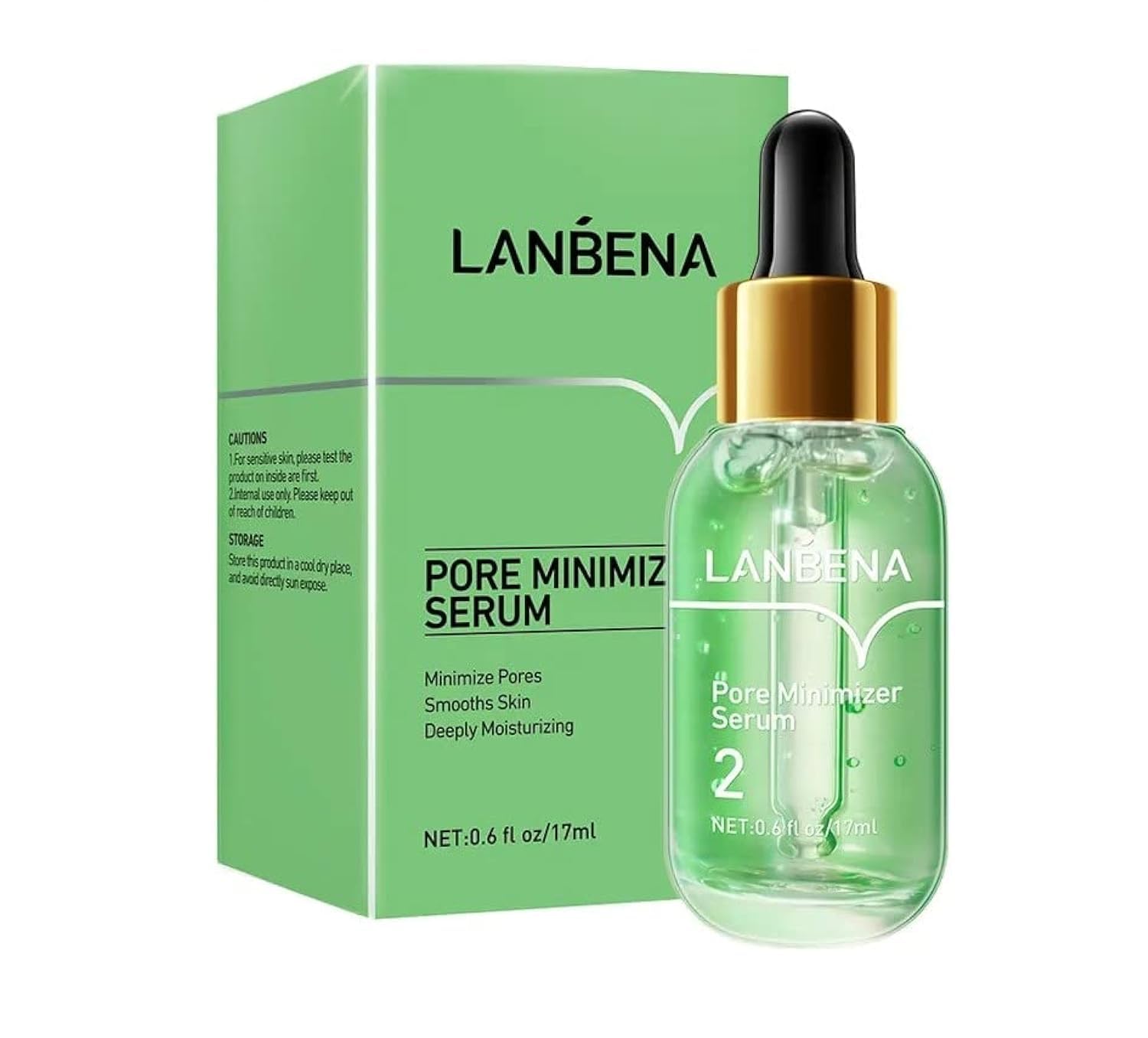 LANBENA Green Tea Pore Minimizer Serum Moisturizing Shrinking Tightening Pore Face Serum,Tightening Serum Shrink Pores Blackhead Pore Refining Serum Moisturizing and Smooth Skin （17ML）