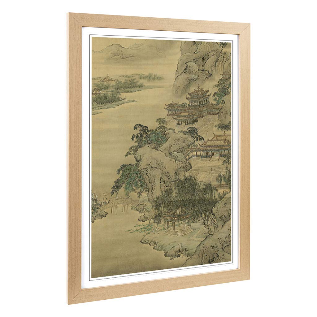 Big Box Art Framed Print of Yuan Yao Oriental Design | Wall Art Picture | Home Decor for Kitchen, Living, Dining Room, Lounge, Bedroom, Hallway, Office, Oak, A2 / 24.5x18 Inch / 62x45cm
