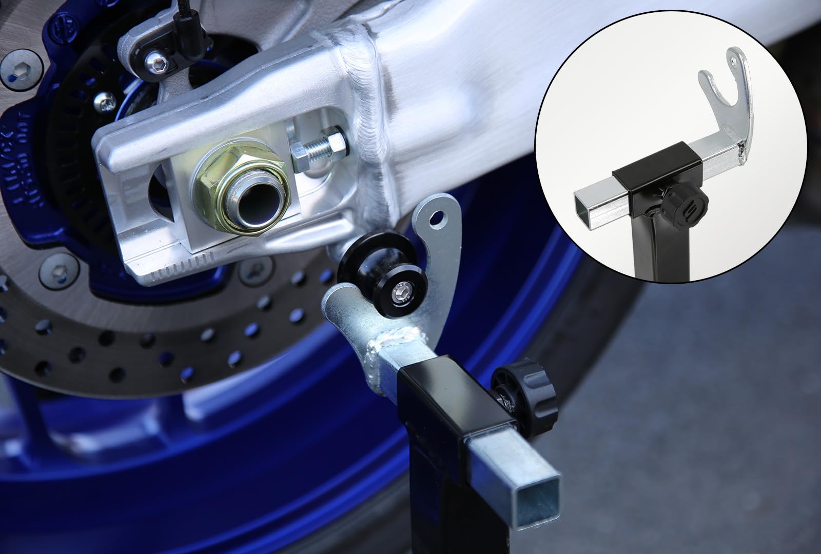 SEFIS M20U - Juego de soporte para motocicleta + bujes prisma M8 para rueda trasera, elevador de moto, soporte de servicio trasero plegable (para BMW S1000RR / R/XR M1000RR / R/XR)