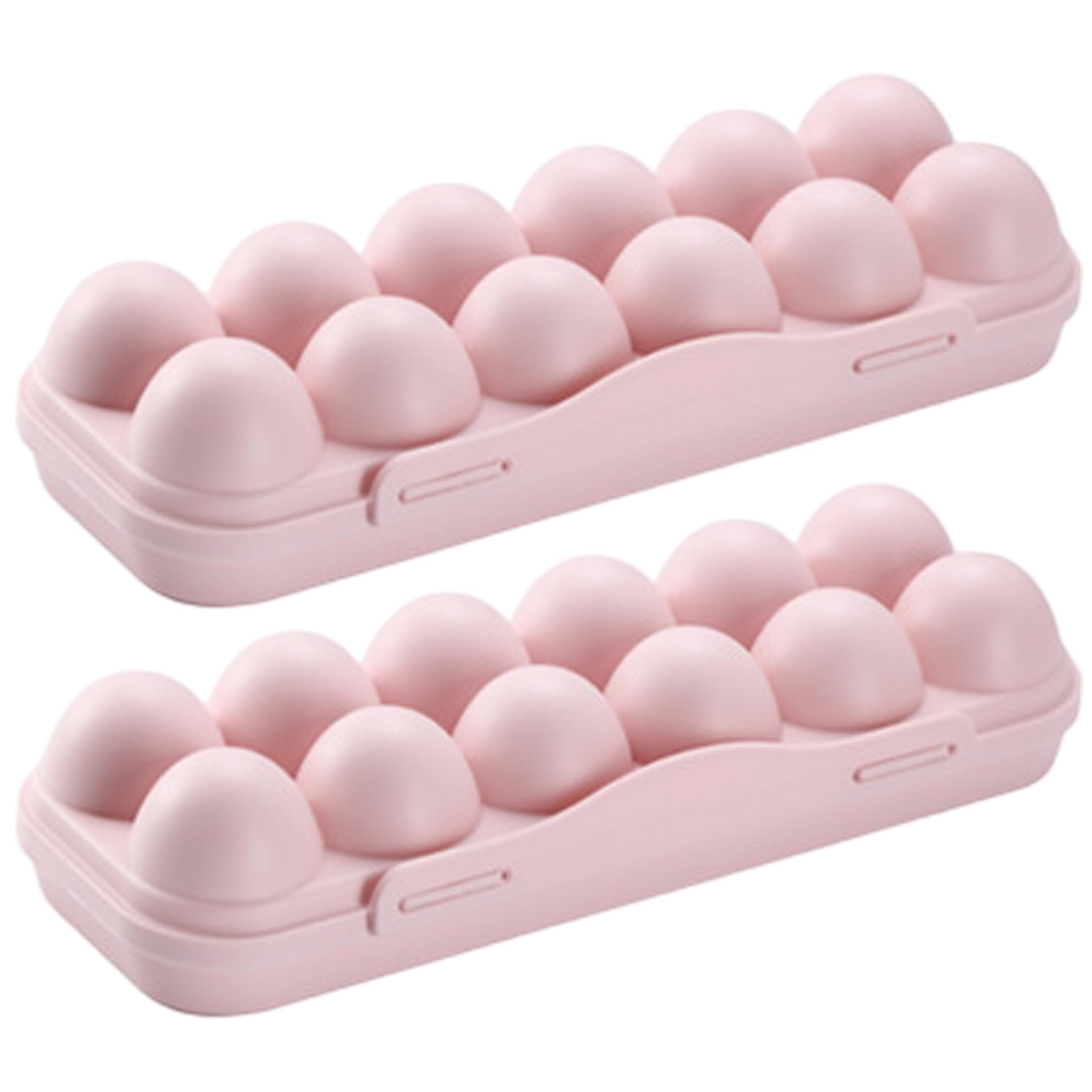Striegro Egg Storage Containers, 2-pack 12-grid Plastic Egg Carton With Lid, Stackable Boxes For Refrigerator Organization..