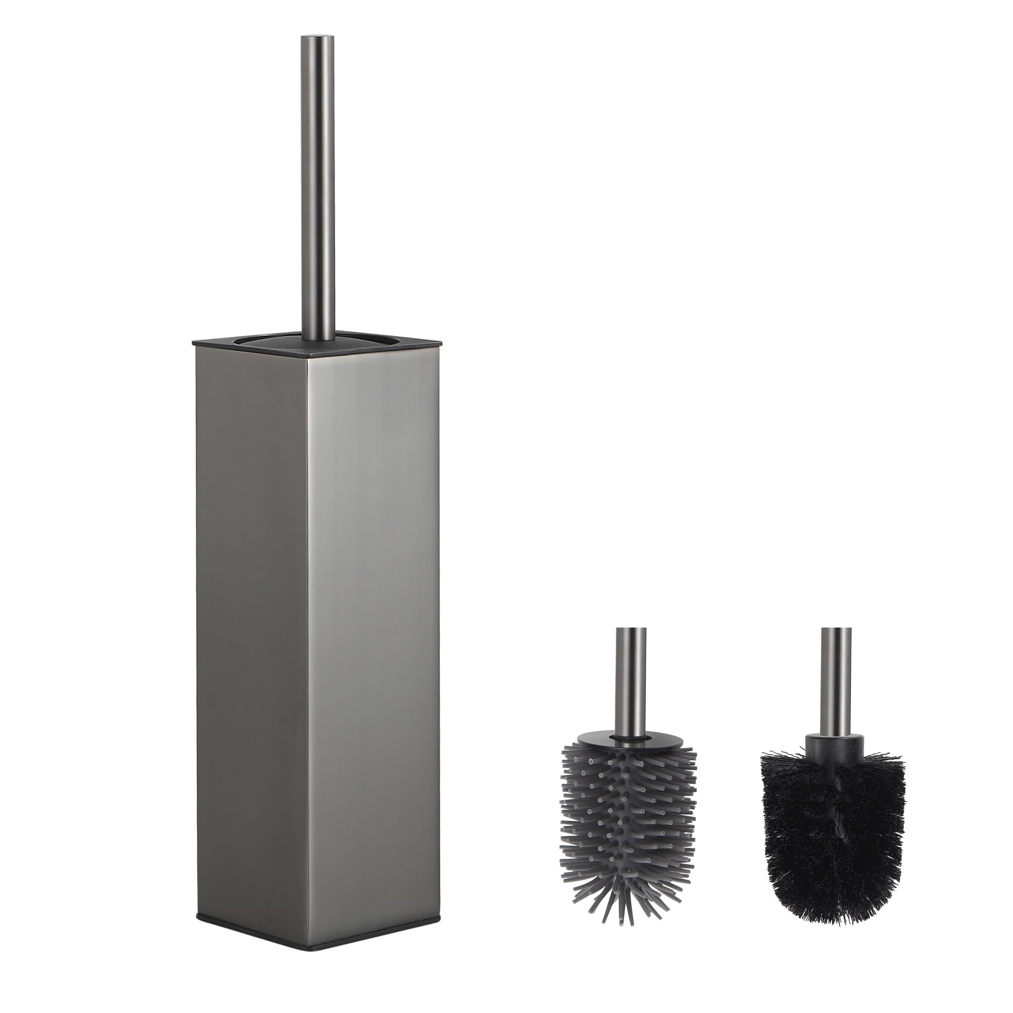 BVL Toilet Brush and Holder Set Gun Gray Freestanding Toilet Bowl Brush for Bathroom