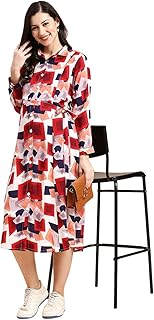 MomToBe Women's Fit and Flare Calf Length Rayon Maternity Dress/Pregnancy Dress/Easy Breastfeeding Dress/Western Dress wit...