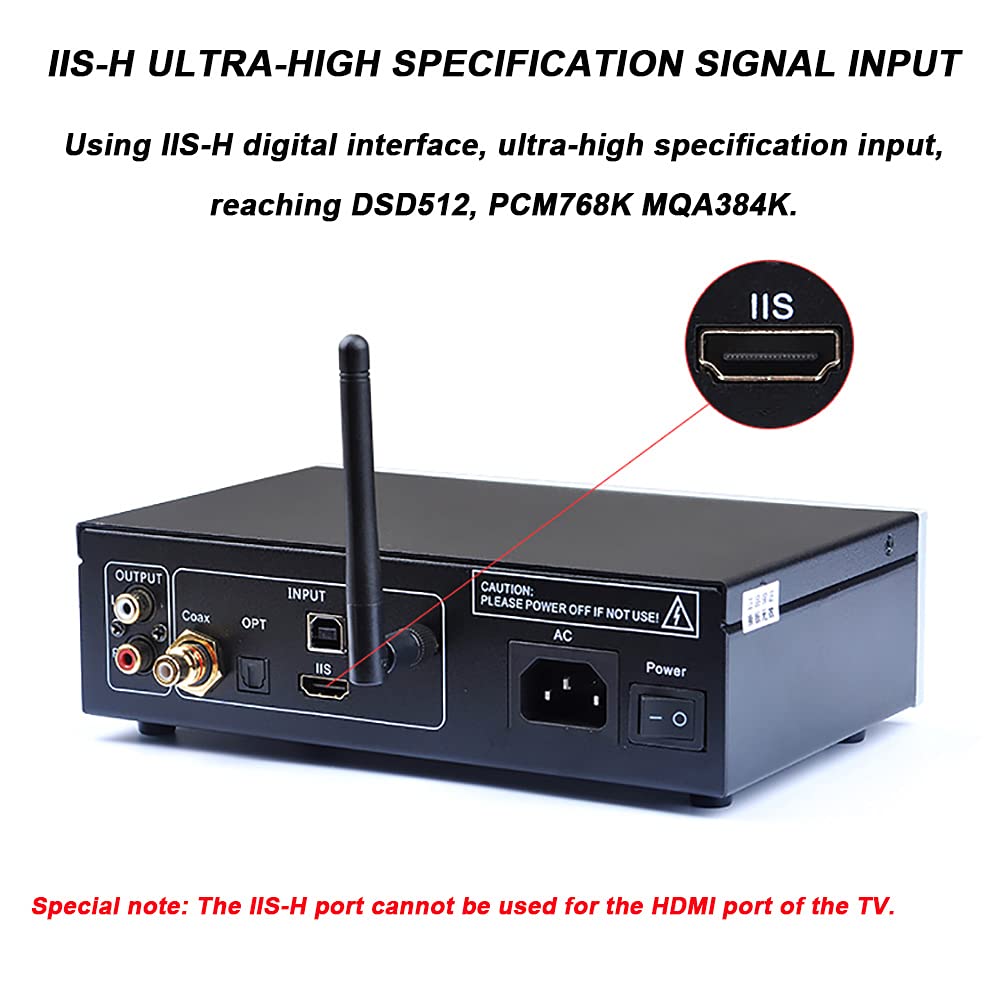 Decoder Audio, Ricevitore decoder USB Bluetooth Display da 2,8" LDAC USB DAC DSD512 PCM32Bit/384Khz Uscita AUX/RCA da 3,5 mm per Stereo Domestico