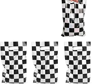 LYST 50 PCS Black and White Checkered Racecar Gift Bags Birthday Party Supplies for Kids Race Car Theme Party Gift Bags