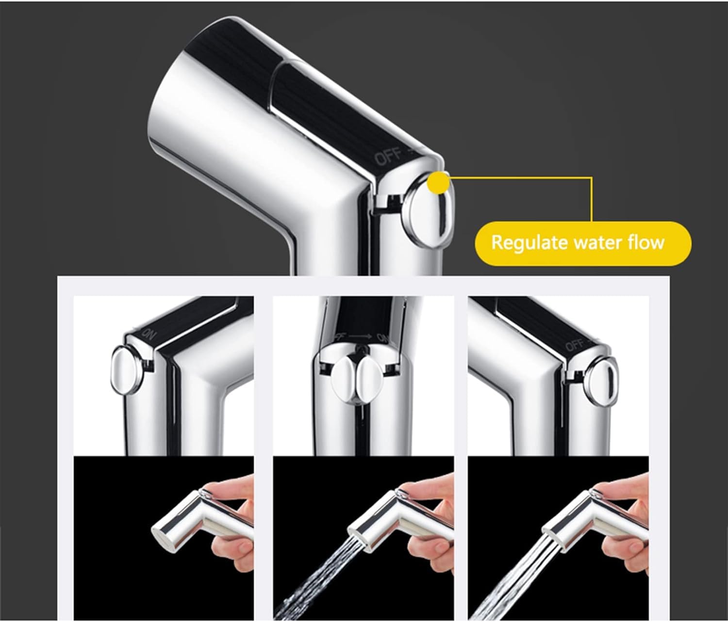 Toilet Bidet Kit - Handheld Bidet Sprayer - Chrome Toilet Shower Head with Hose and Holder Wall Mounted — view 3