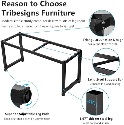 Miniatura 239 de Tribesigns - Escritorio para computadora, escritorio de oficina grande de 63 pulgadas, mesa de estudio, estación de trabajo para oficina en casa,