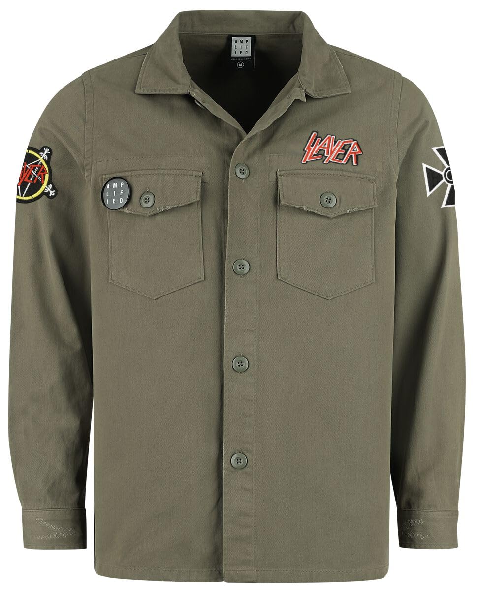 Slayer Amplified Collection Military Shirt - Shacket Männer Langarmhemd Khaki