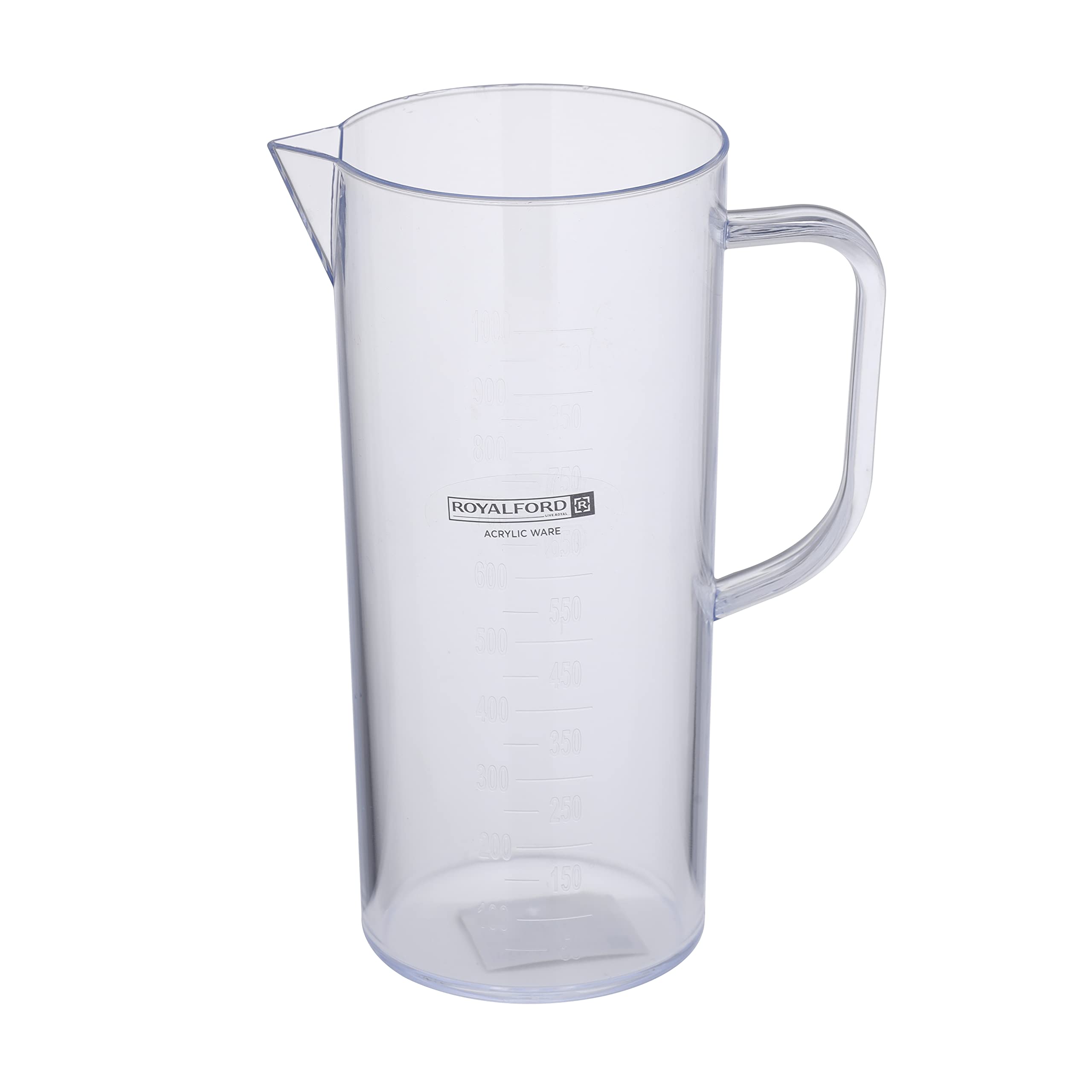 RoyalFord Acrylic Measuring Jug, 1L Capacity, Freezer Safe, RF10848 Juice Measuring Jug Transparent Measuring Jug For Home, Cafes, Restaurants, Bars Multi Purpose Bpa Free