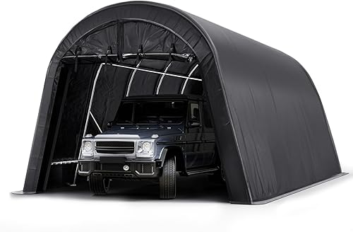 Miniatura 1 de UDPATIO Cochera resistente de 12 x 20 pies, estilo redondo, portátil, impermeable, antinieve, cobertizos para puertas y almacenamiento al aire libre