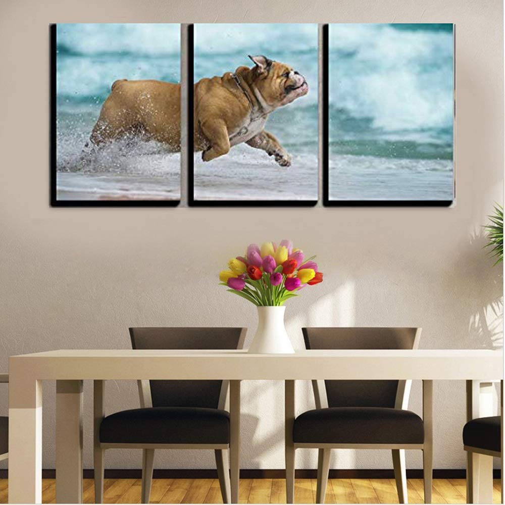 Honana Murals Oil painting, ink painting, decorative painting, three-piece bullfighter, wall painting, study, painting, porch mural (30 * 45cm*3 with frame) Art classic Home Decor Present