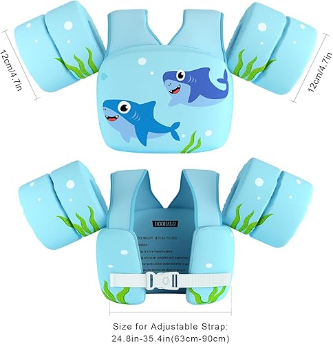 Miniatura 7 de DOOHALO Flotadores de natación para niños de 28 a 70 libras, chaleco flotante de hombro para niños de 2 a 8 años de edad, para niños y niñas, bebés