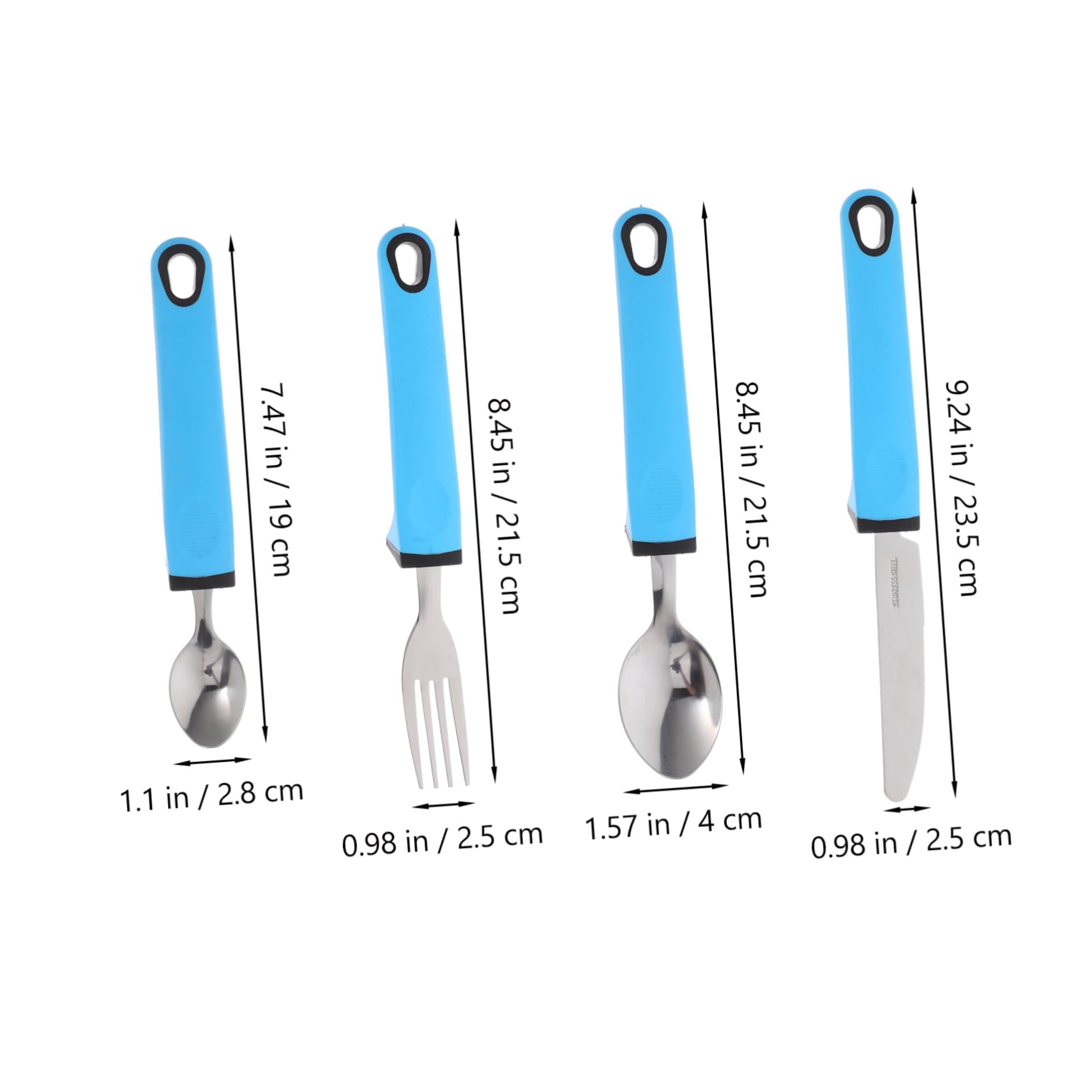 KOMBIUDA 1Set Adaptive Eating Utensils with Non Slip Grip for Elderly and Disabled Individuals Portable Tableware for Travel and Daily Use