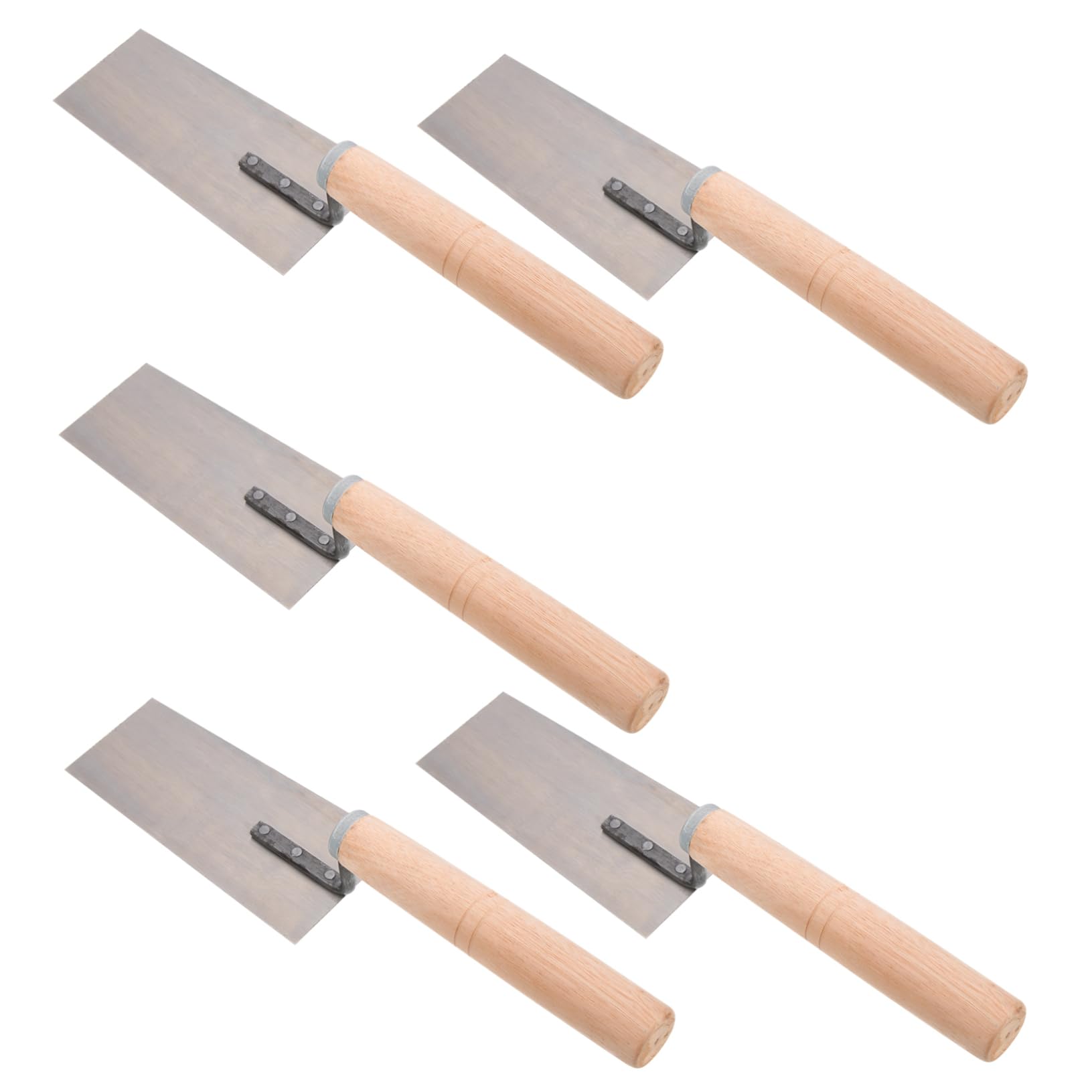 Spatola Raschietto in Acciaio Inox Manico in Legno 5 Pezzi | Rivet Design, Sagomatura e Livellamento del Cemento, Set da 5 Pezzi per Finitura