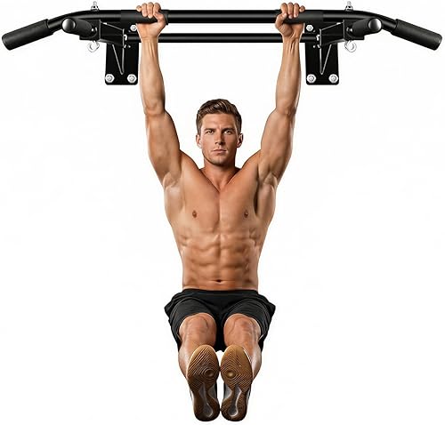 Barra de dominadas montada en la pared: instalación de taladro, equipo de gimnasio en casa para fitness interior, barra de dominadas para