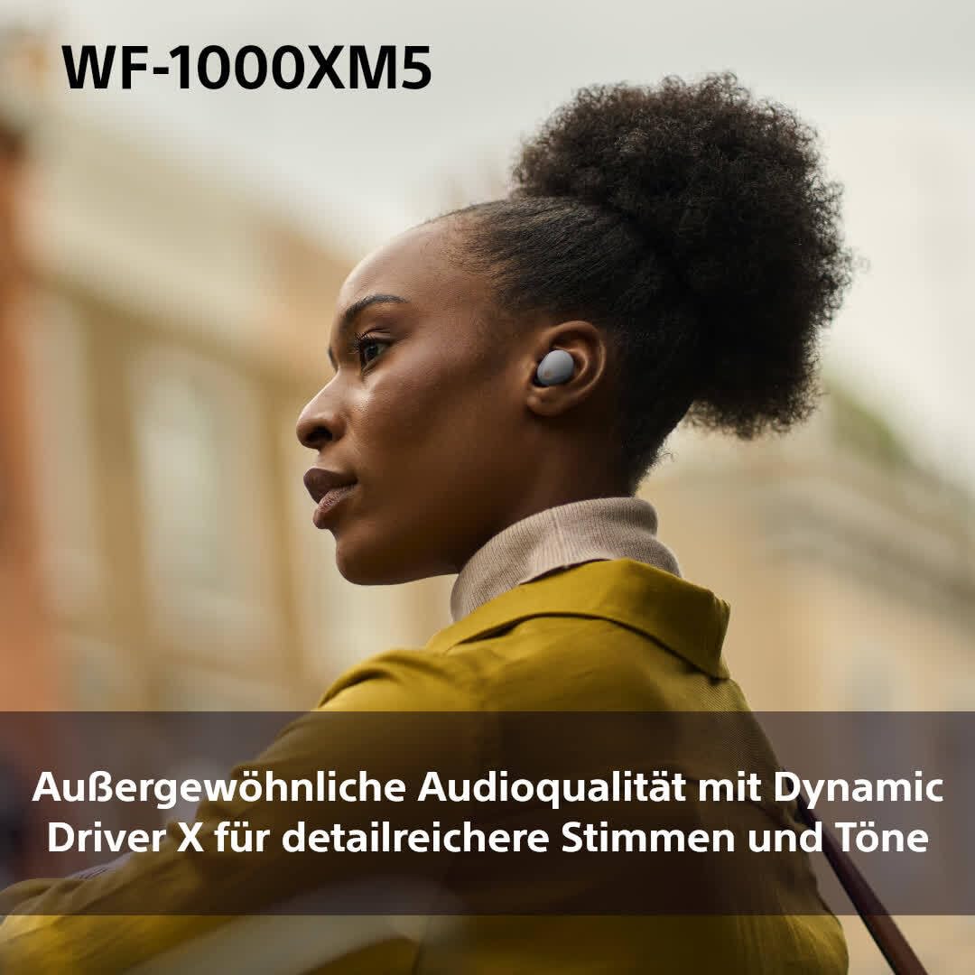 Sony WF-1000XM5 Kabellose Noise Cancelling Kopfhörer, Bluetooth, In-Ear-Kopfhörer, Mikrofon, bis zu 24 Stunden Akkulaufzeit, Schnellladefunktion, IPX4, iOS & Android kompatibel - Schwarz, klein