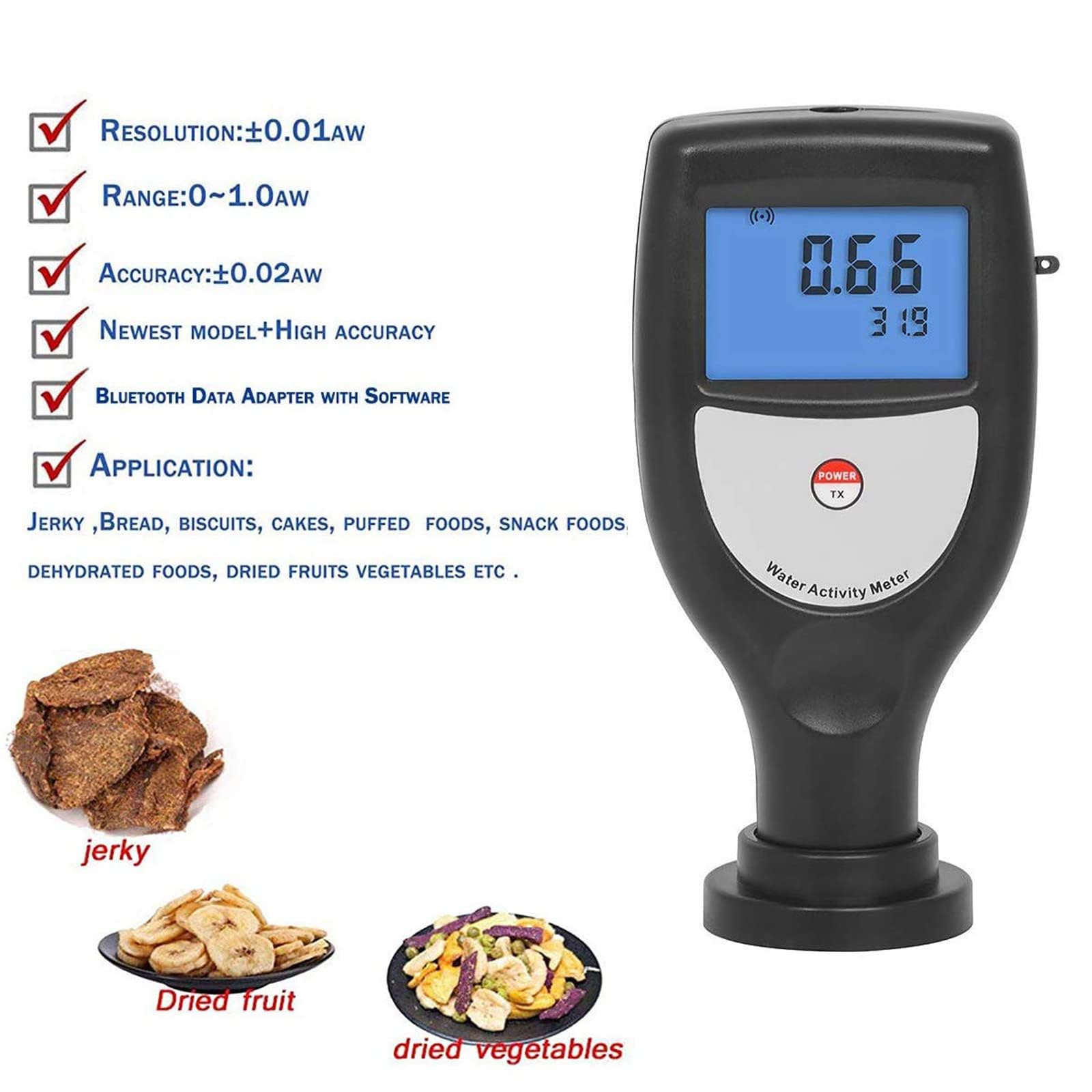 DFEDHF Portable Water Activity Meter, Cake/Puffed Food/Baked Food AW Tester, Smart Food Tester Monitor Water Analyzer Tool, Measure The Water Activity of Bread, Biscuits and Pastries