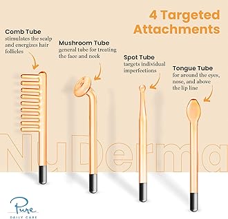 VitalDerm Skin Wand - Portable Handheld High Frequency Skin Therapy Machine - Skin Tightening - Wrinkle Reducing - Acne Treatment - Dark Circles - Puffy Eyes - Hair Follicle Stimulator - All Natural