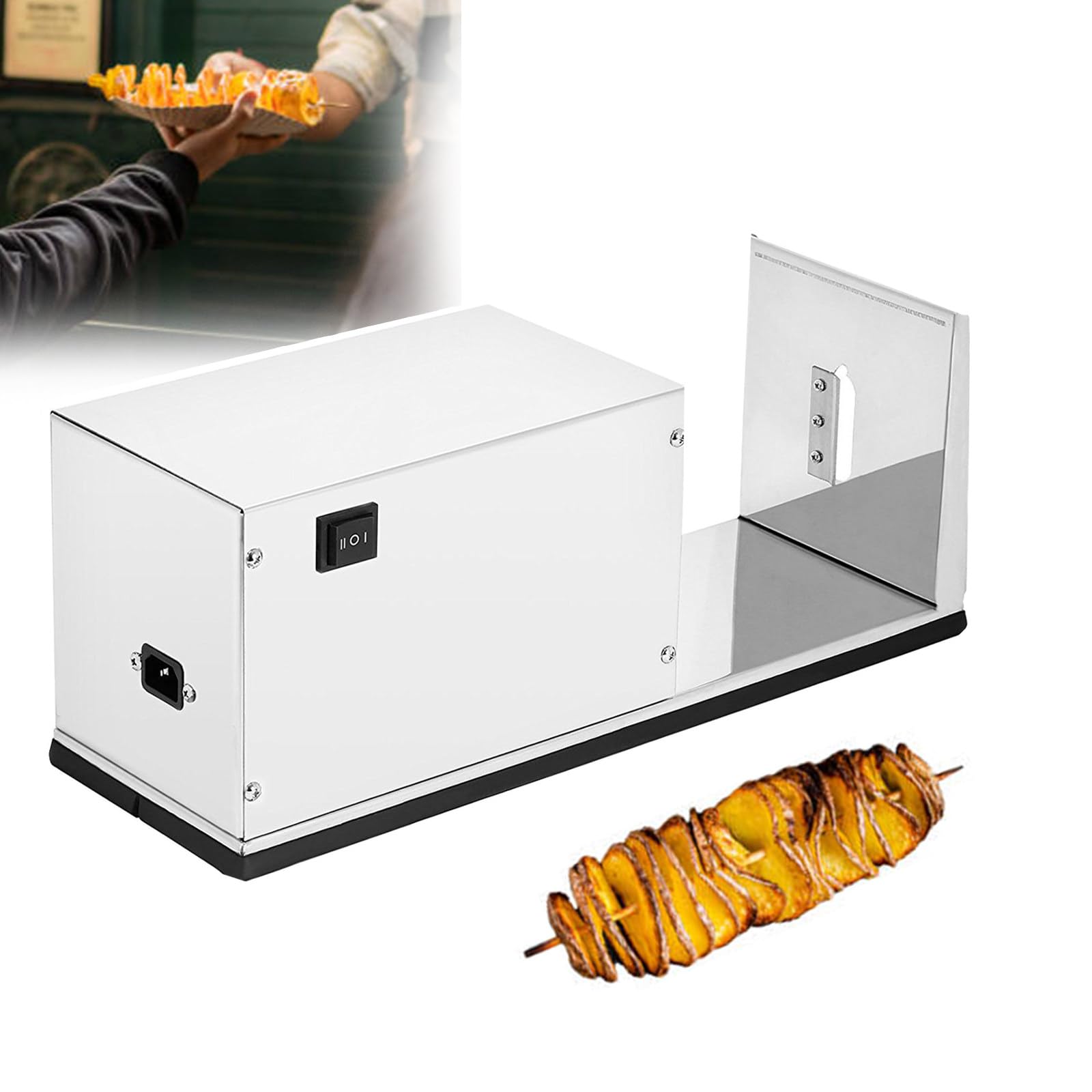 AYCDL Electric Potato Tornado Spiral Slicer, Potato Tower Machine, Electric Tornado Potato Slicer Chipper, Stainless Steel Spiral Potato Cutter