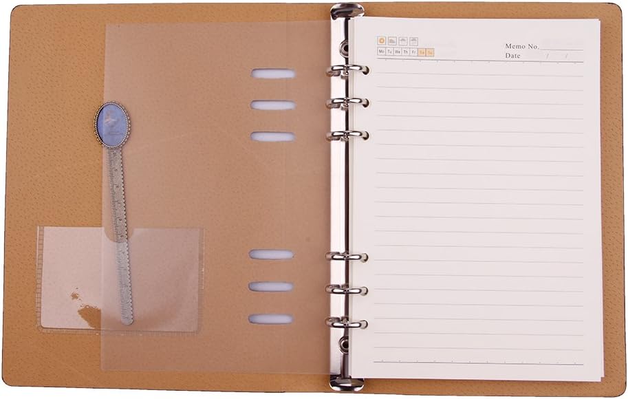 Amazon バインダーノート A5 おしゃれ 6穴 システム手帳 革製 ビジネス手帳 リングノート ルーズリーフ式 シンプル ダイアリー ノート 無地 日記帳 スケジュール帳 メモ帳 文房具 オフィス用品 事務用品 ネイビー 日記帳 文房具 オフィス用品