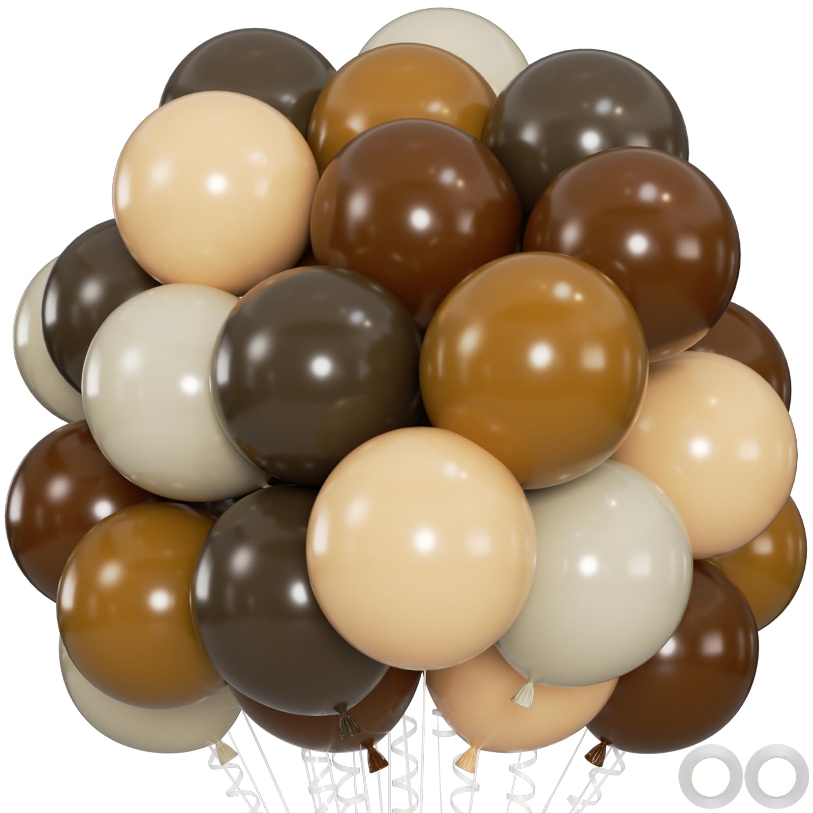 100pcs Brown Balloons - 12 Inch Dark Brown Beige Coffee Sand White & Neutral Balloons for Birthday, Boho Safari Baby Shower, 2026 Graduation Party