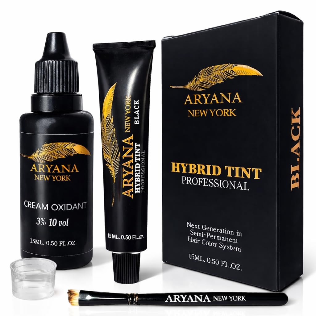 ARYANA NEW YORK Hybrid Color Professional Kit | For Professional Spot Coloring | Cream Hair Color With Natural Effect (BLACK)