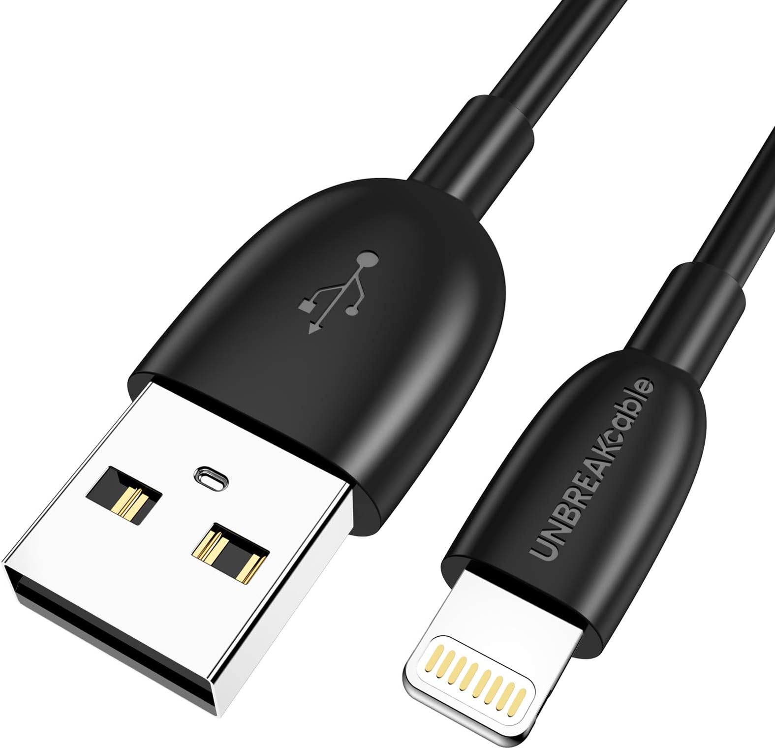 UNBREAKcable Lightning Cable iPhone Charger USB - Fast Charging Cable [Apple MFi Certified] Compatible with iPhone 11 Pro XS XS Max X XR 8 Plus 7 Plus 6s 6 Plus 5s 5, iPad, iPod - Black 3.3ft/ 1M