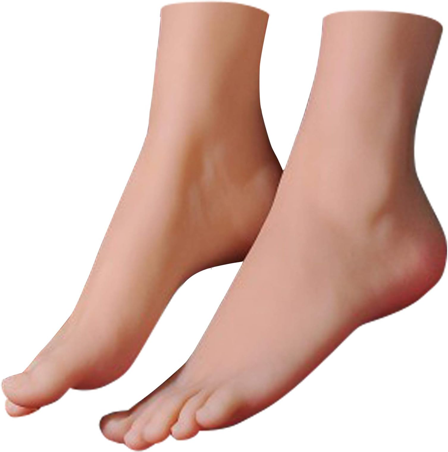linmin1 Pair of Silicone Life-Size Model Women’s feet Display Artistic Sketches, etc.(Pink Nails)